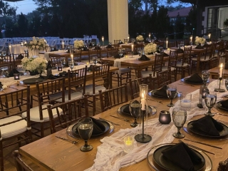 Outdoor pavilion wedding reception