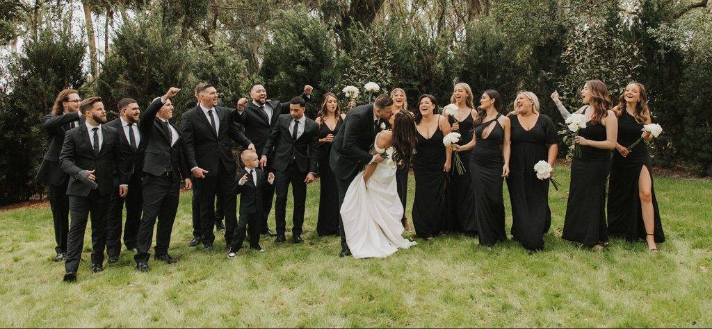 Oak tree wedding ceremony yard