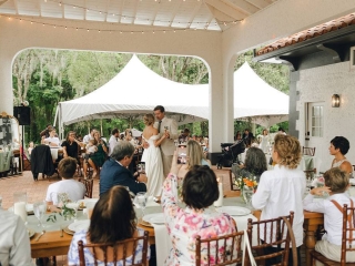 First dance - Outdoor wedding reception with tent