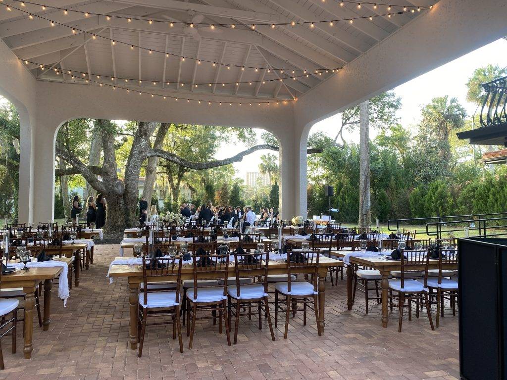 Wedding pavilion setup for reception