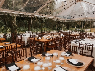Outdoor tent wedding reception