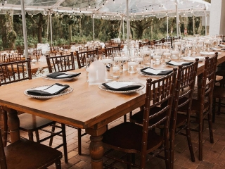 Outdoor Wedding Tent view from Villa Festa pavilion