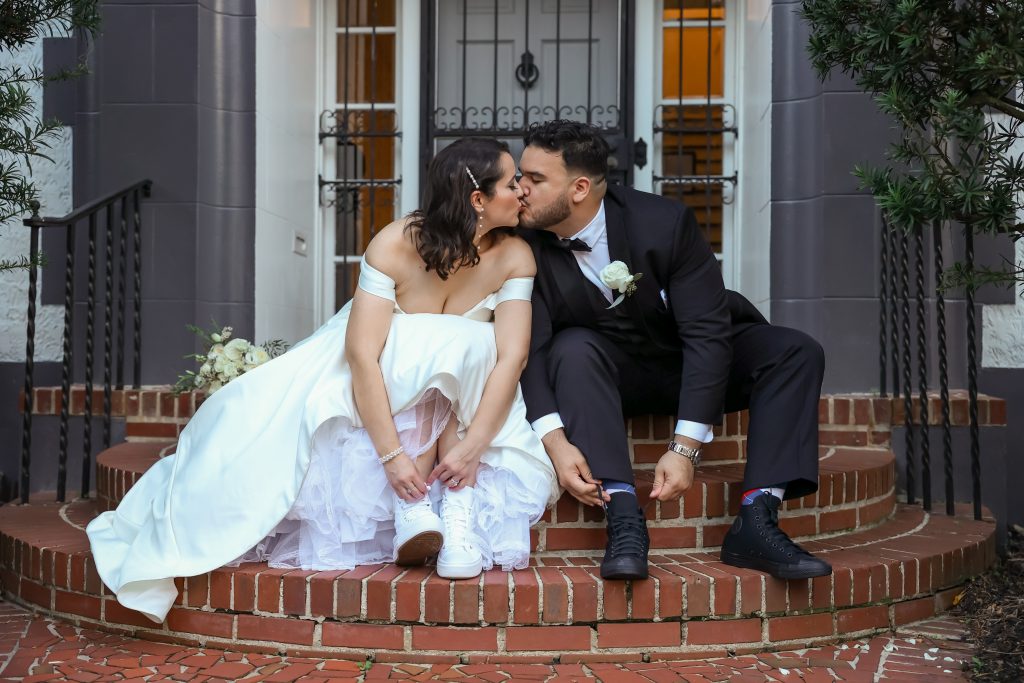 Couple on historic front steps